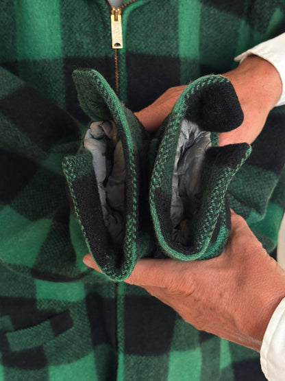 Vintage Sedgefield Outerwear By Blue Bell Buffalo Plaid Wool Jacket — Green & Black — Size L