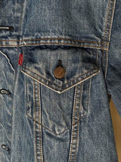 Size 40US Short / 50EU. Vintage Early 70s 2 pocket Levi’s Denim Jacket 70505 – Single Stitch, Made in USA-AJ357 Studio