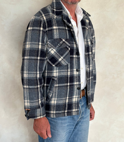 JCPenney 70s Plaid shirt jacket  / Made in USA / Mens XL