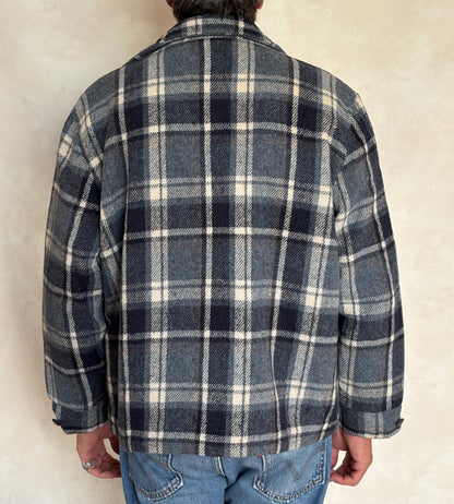 JCPenney 70s Plaid shirt jacket  / Made in USA / Mens XL