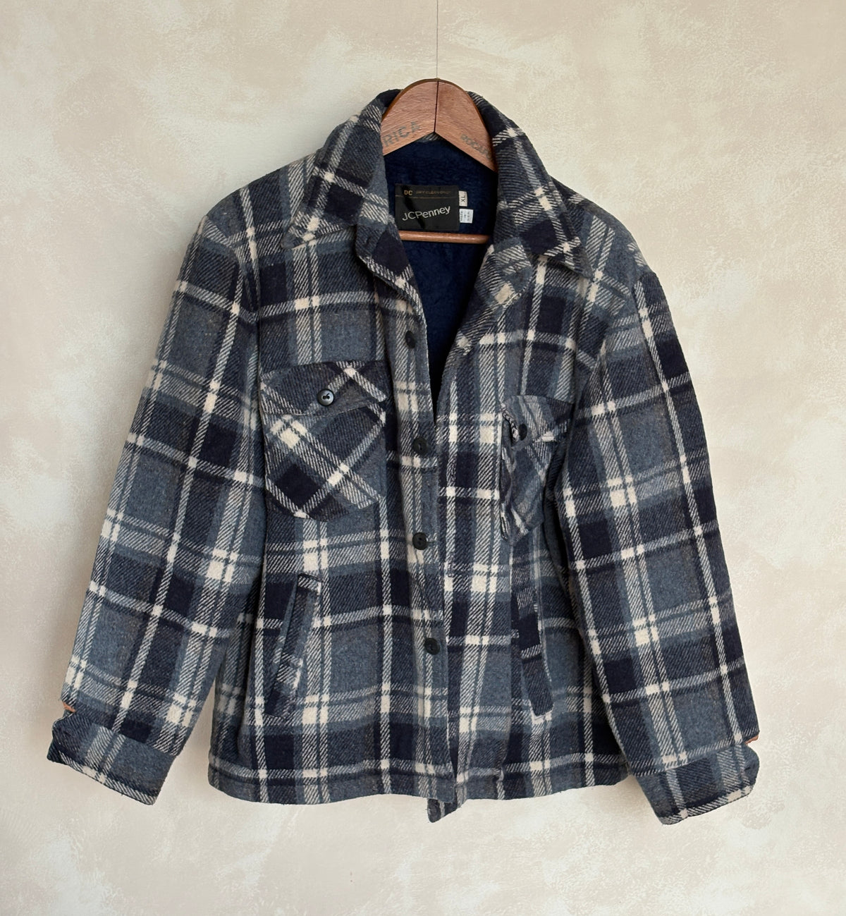 JCPenney 70s Plaid shirt jacket  / Made in USA / Mens XL