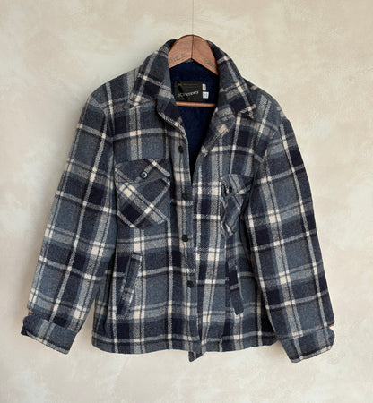 JCPenney 70s Plaid shirt jacket  / Made in USA / Mens XL
