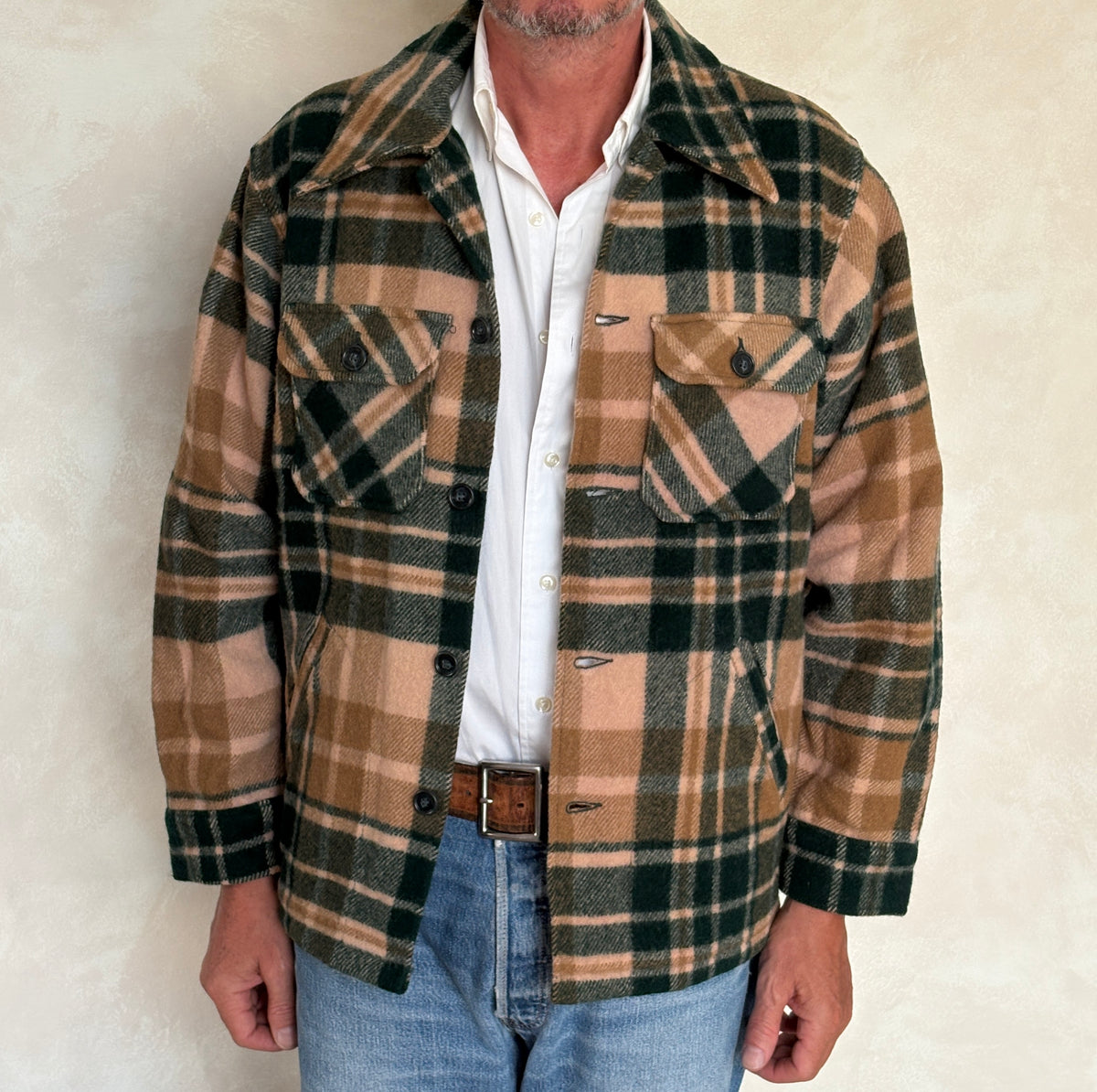 LL Bean Wool Plaid shirt jacket Made in USA . Size Mens Large
