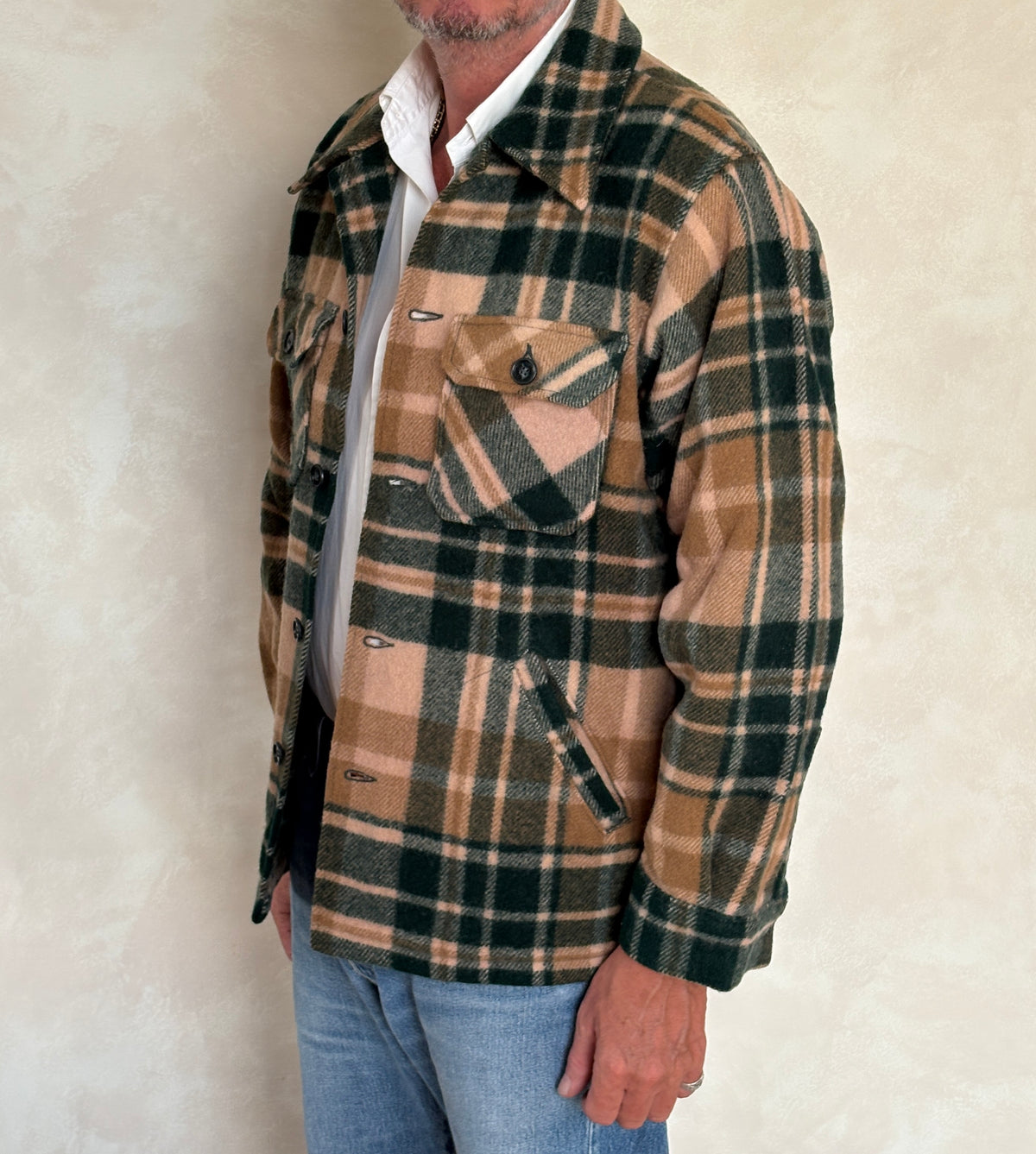 LL Bean Wool Plaid shirt jacket Made in USA . Size Mens Large