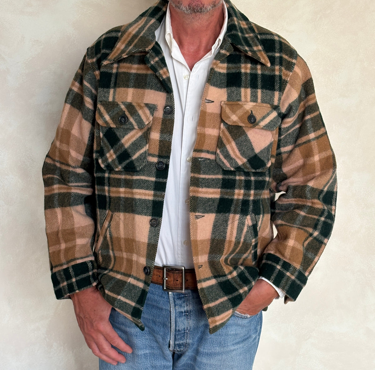 LL Bean Wool Plaid shirt jacket Made in USA . Size Mens Large