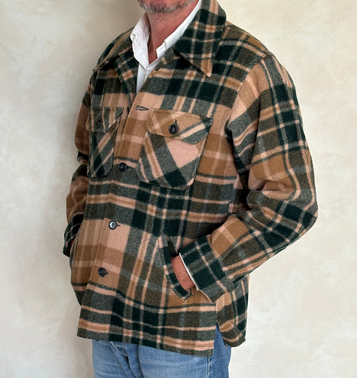 LL Bean Wool Plaid shirt jacket Made in USA . Size Mens Large