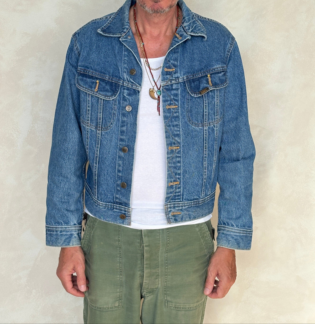 Size 40US / 50EU Vintage 80s Lee Denim Jacket – 2 Pockets – Made in Canada-AJ357 Studio