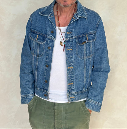 Size 40US / 50EU Vintage 80s Lee Denim Jacket – 2 Pockets – Made in Canada-AJ357 Studio