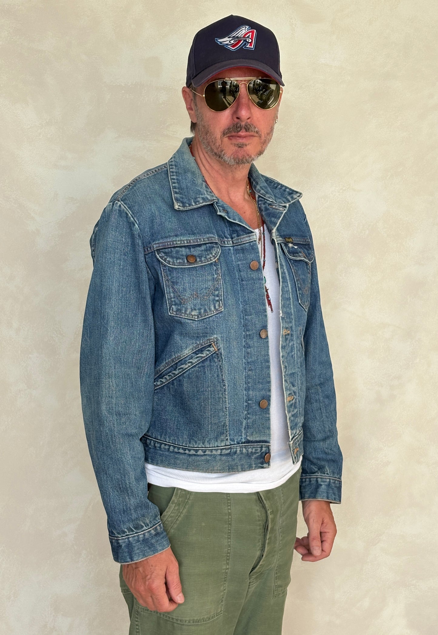 Size 44US / 54 EU Authentic 70s Wrangler denim jacket -4 pockets- Made in the USA - USA Vintage Bcn