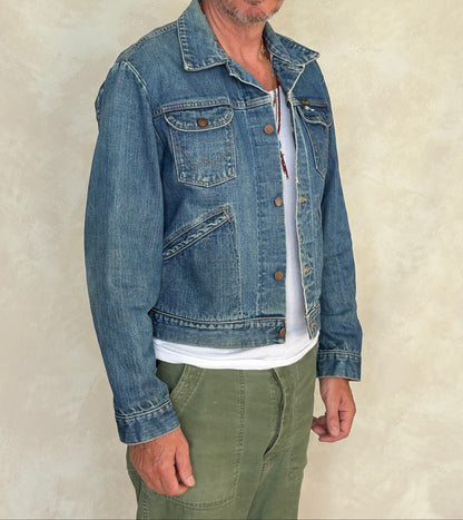 Size 44US / 54 EU Authentic 70s Wrangler denim jacket -4 pockets- Made in the USA-AJ357 Studio