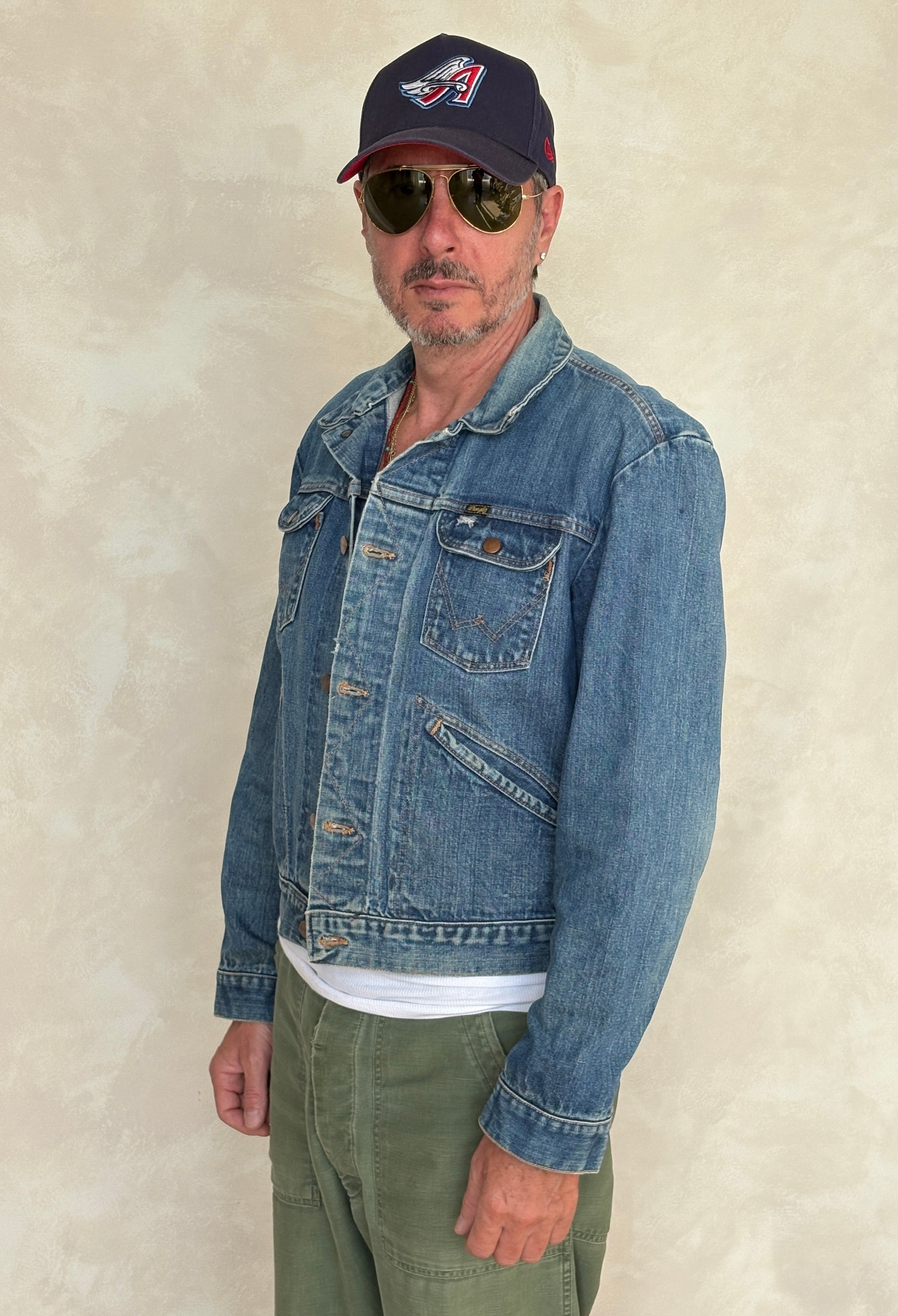 Size 44US / 54 EU Authentic 70s Wrangler denim jacket -4 pockets- Made in the USA - USA Vintage Bcn