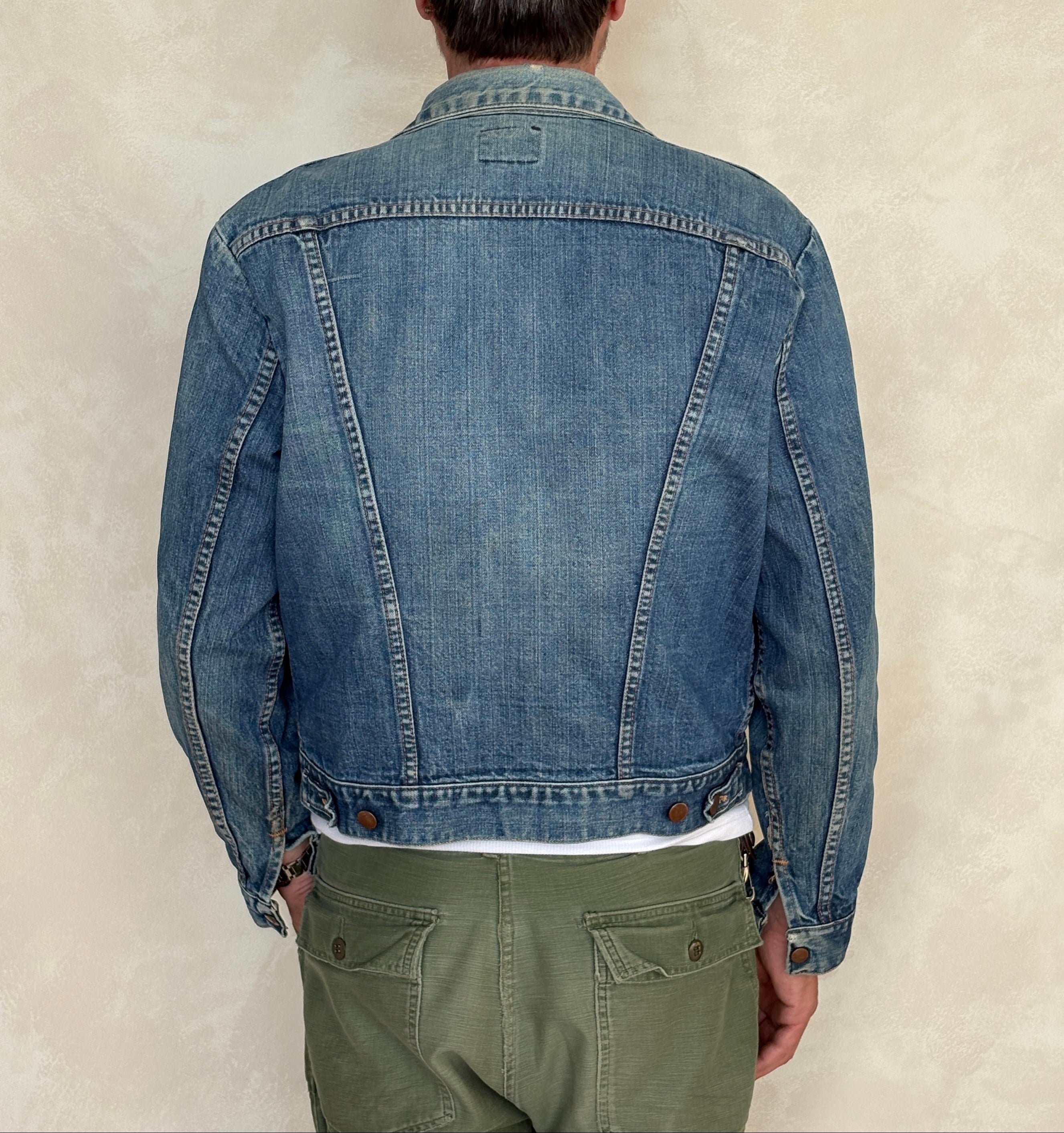 BIGSIZE SIZE44 70s〜 USA製 denim jacket Vintage 70s Wrangler Denim Jacket 44 4 Pockets USA – AJ357 Studio