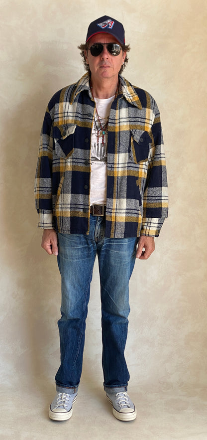 Size 44US/54EU . Vintage plaid heavy shirt jacket by Sears mens store-AJ357 Studio