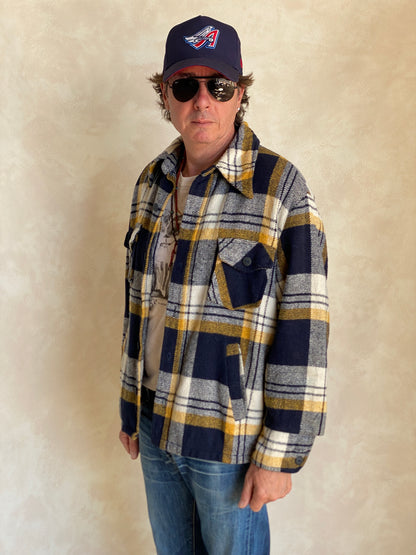 Size 44US/54EU . Vintage plaid heavy shirt jacket by Sears mens store-AJ357 Studio