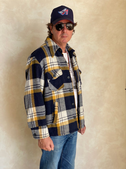 Size 44US/54EU . Vintage plaid heavy shirt jacket by Sears mens store-AJ357 Studio