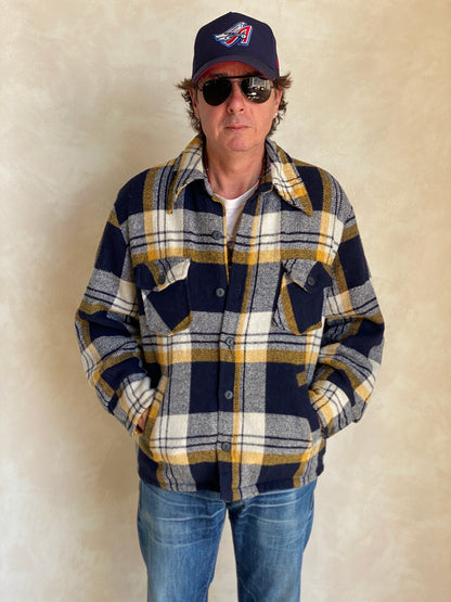 Size 44US/54EU . Vintage plaid heavy shirt jacket by Sears mens store-AJ357 Studio