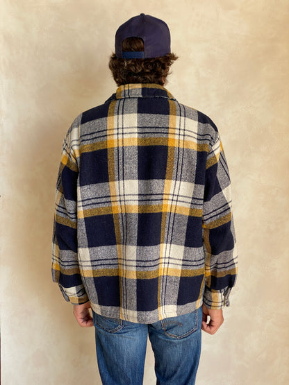 Size 44US/54EU . Vintage plaid heavy shirt jacket by Sears mens store-AJ357 Studio
