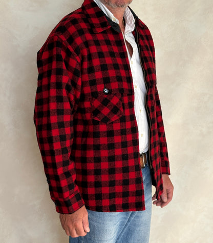 Vintage 1950s Johnson  Wool Buffalo Plaid Shirt Made in USA  . Size Large