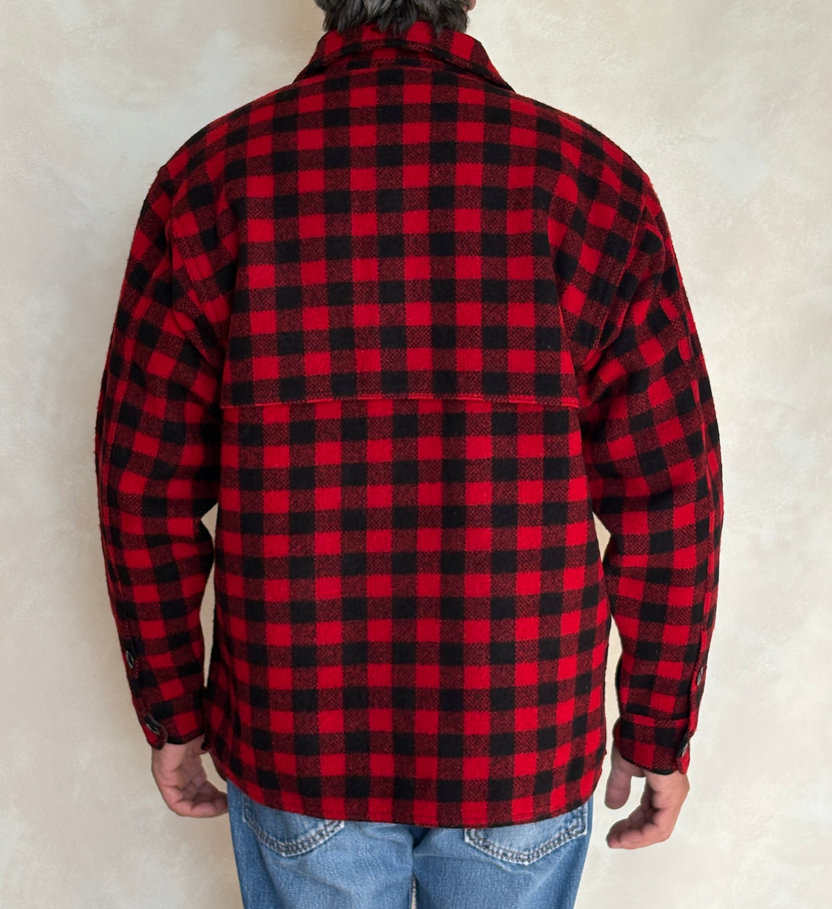 Vintage 1950s Johnson  Wool Buffalo Plaid Shirt Made in USA  . Size Large