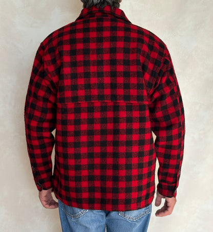 Vintage 1950s Johnson  Wool Buffalo Plaid Shirt Made in USA  . Size Large
