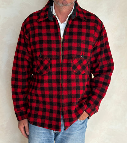 Vintage 1950s Johnson  Wool Buffalo Plaid Shirt Made in USA  . Size Large