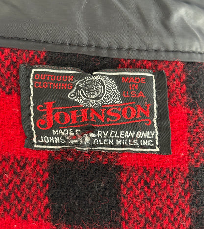 Vintage 1950s Johnson  Wool Buffalo Plaid Shirt Made in USA  . Size Large