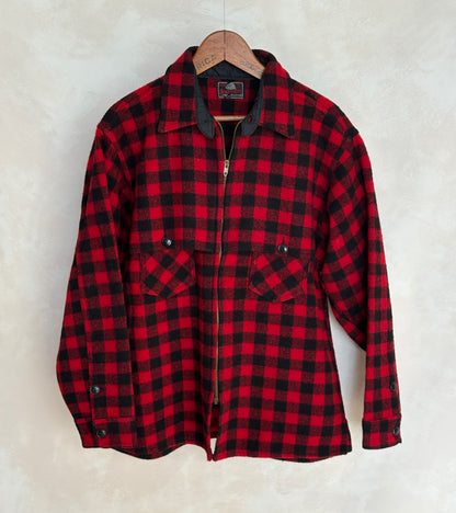 Vintage 1950s Johnson  Wool Buffalo Plaid Shirt Made in USA  . Size Large