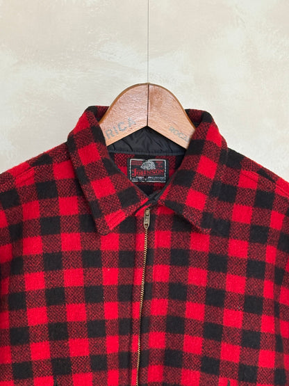 Vintage 1950s Johnson  Wool Buffalo Plaid Shirt Made in USA  . Size Large