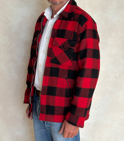 Vintage 1960s  Buffalo Plaid Wool Jacket — Size 42US (52EU) — Made in USA By V.I.P