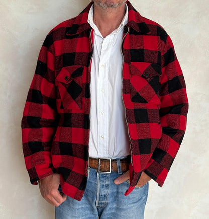 Vintage 1960s  Buffalo Plaid Wool Jacket — Size 42US (52EU) — Made in USA By V.I.P
