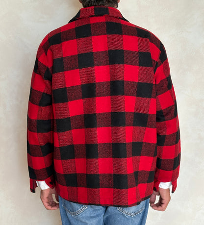 Vintage 1960s  Buffalo Plaid Wool Jacket — Size 42US (52EU) — Made in USA By V.I.P