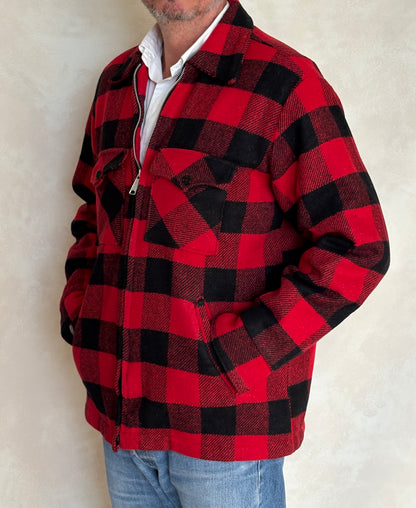 Vintage 1960s  Buffalo Plaid Wool Jacket — Size 42US (52EU) — Made in USA By V.I.P