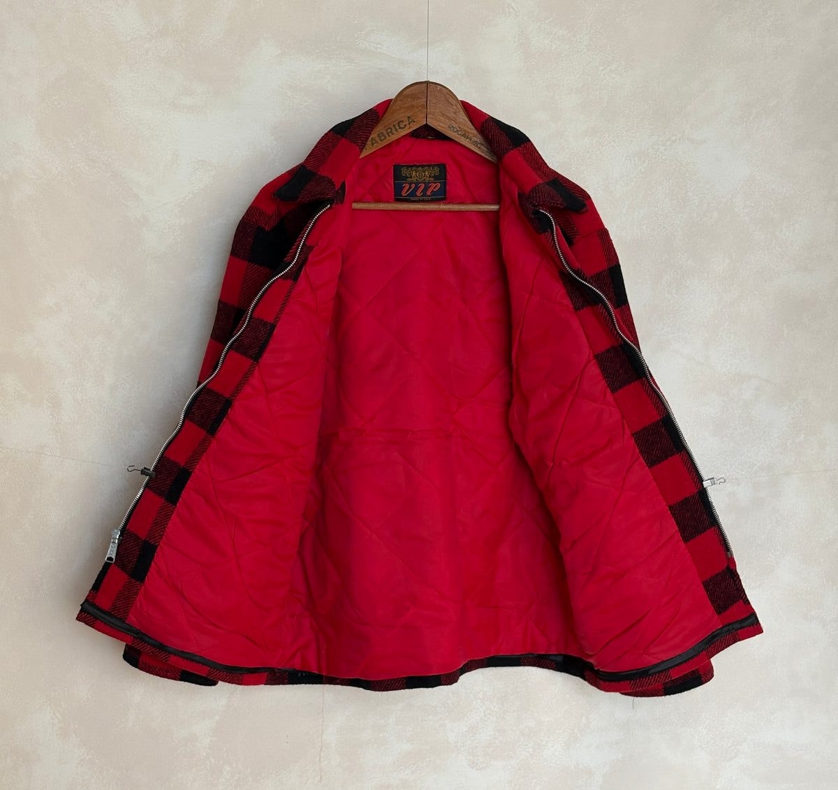 Vintage 1960s  Buffalo Plaid Wool Jacket — Size 42US (52EU) — Made in USA By V.I.P