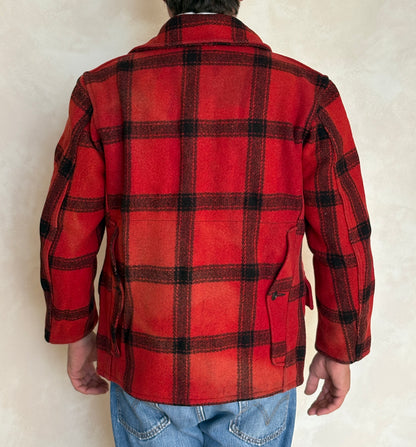Distressed Vintage 1950s Plaid Wool Hunting Jacket, Made in USA / Size Small