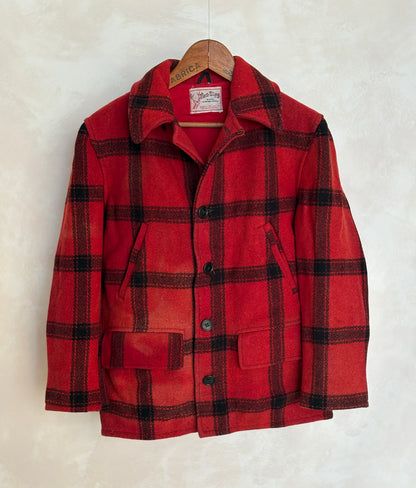 Distressed Vintage 1950s Plaid Wool Hunting Jacket, Made in USA / Size Small