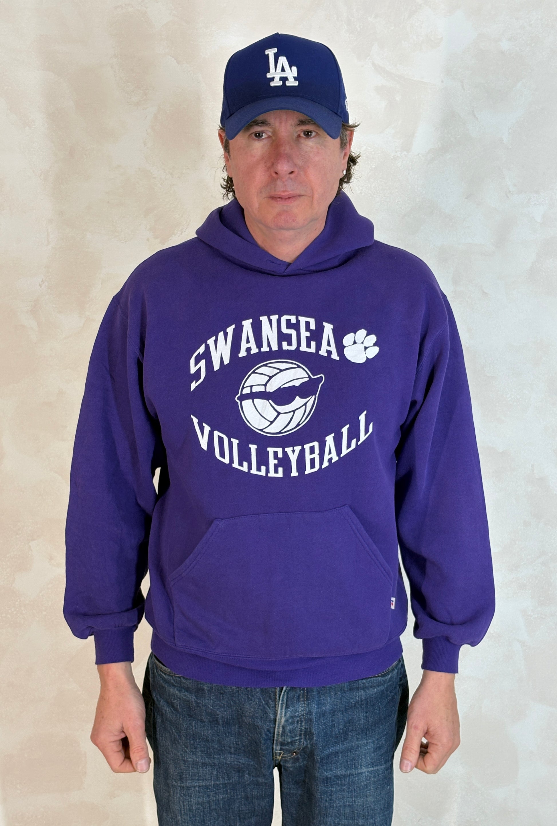 Size L Hooded Swansea Volleyball Made In USA - USA Vintage Bcn
