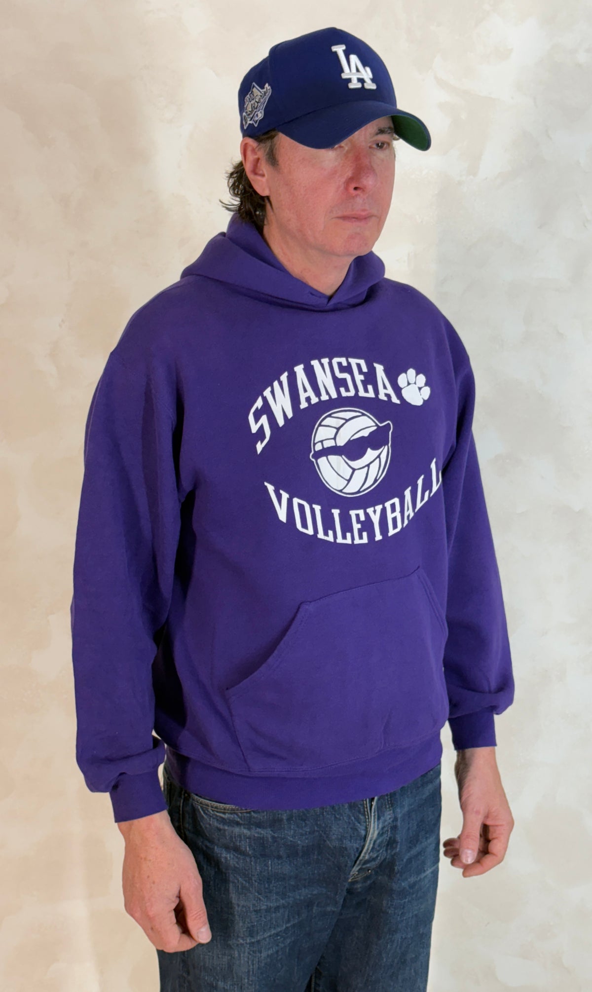 Size L Hooded Swansea Volleyball Made In USA-AJ357 Studio