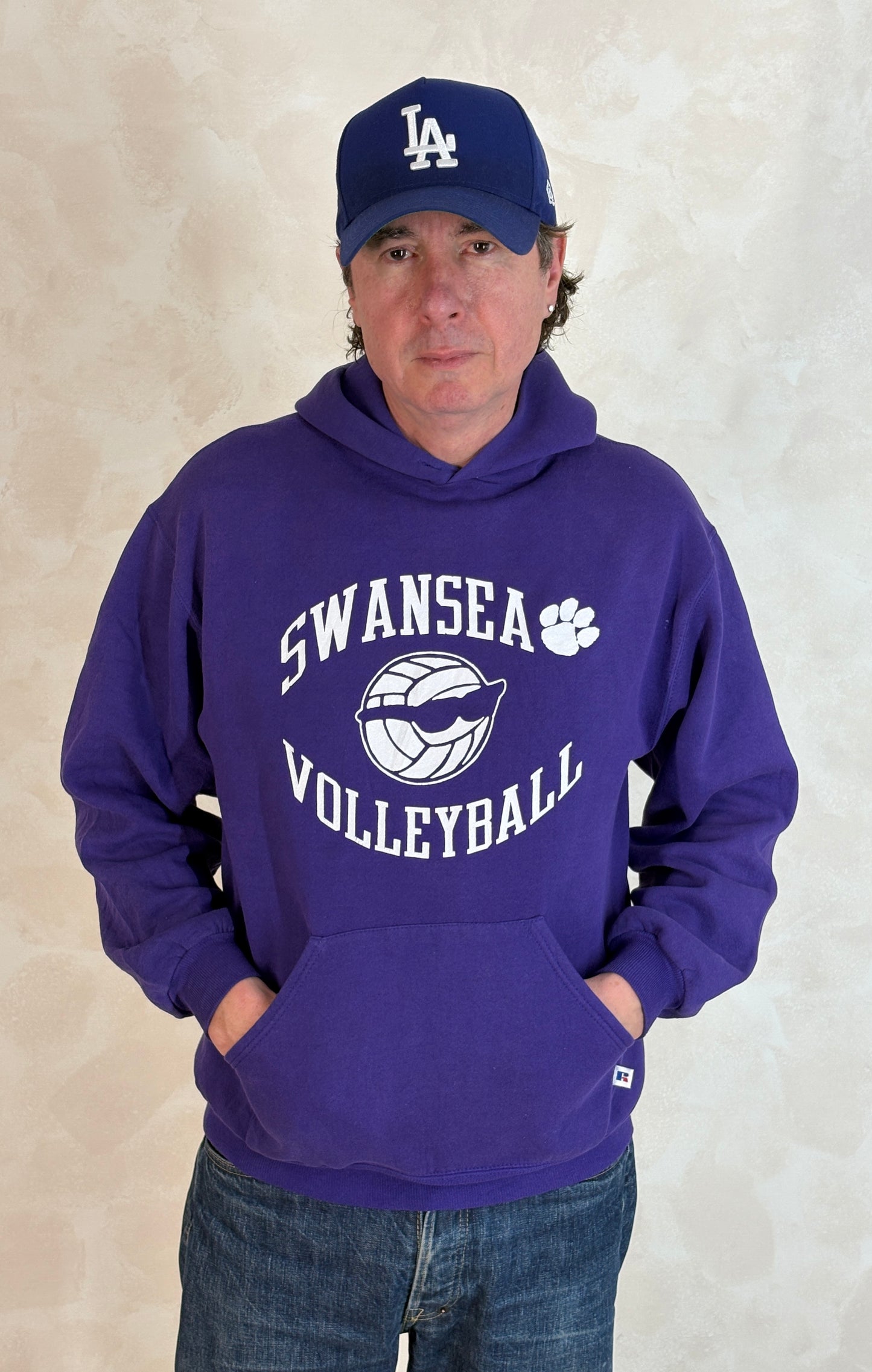 Size L Hooded Swansea Volleyball Made In USA - USA Vintage Bcn
