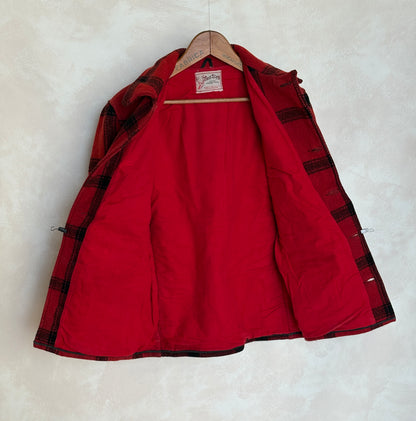 Distressed Vintage 1950s Plaid Wool Hunting Jacket, Made in USA / Size Small
