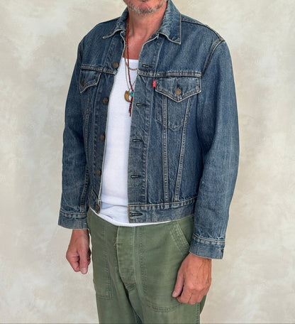 Size 38US / 48EU. Vintage Early 70s 2 pocket Levi’s Denim Jacket 70505 – Single Stitch, Made in USA-AJ357 Studio