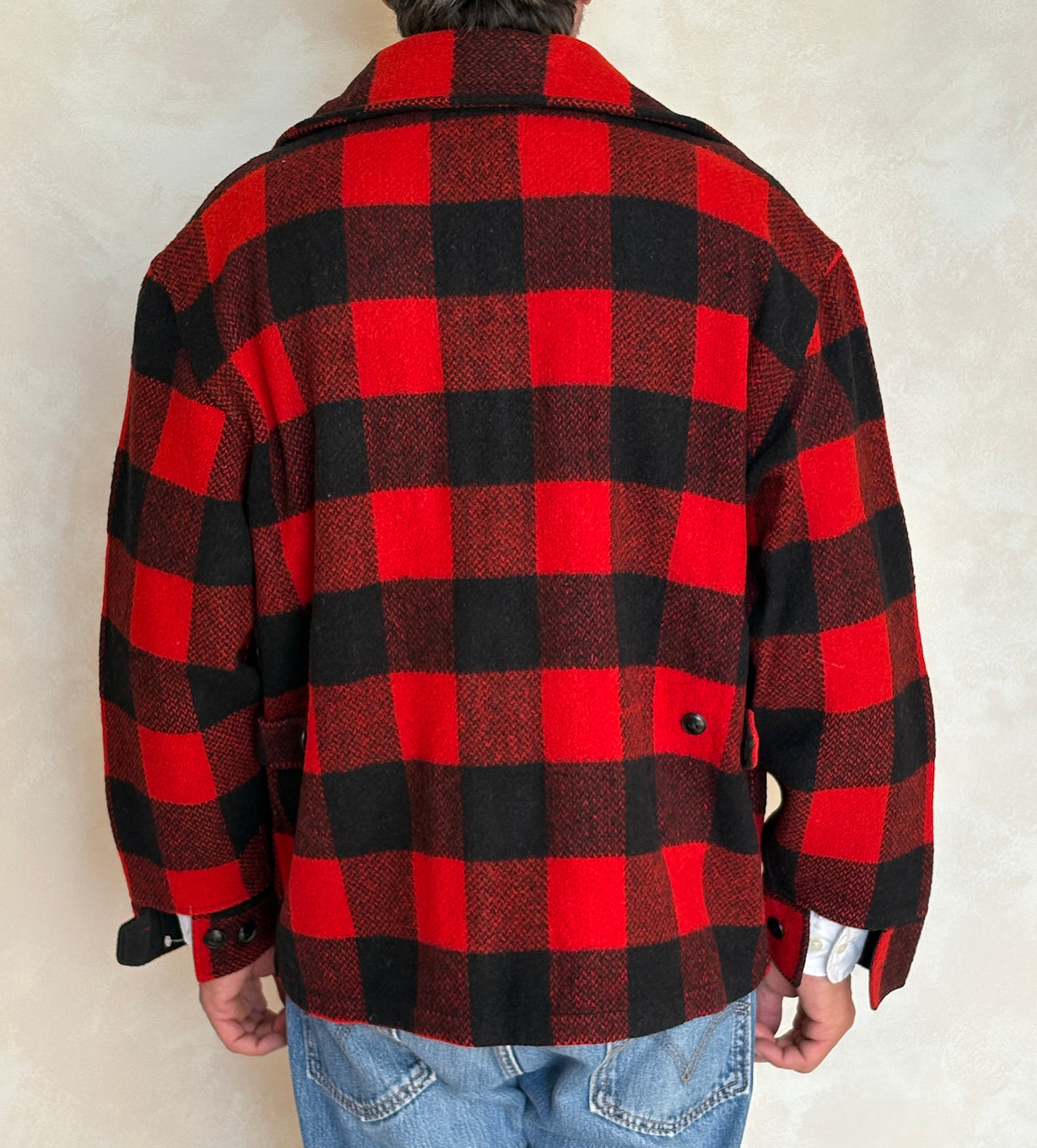 Vintage 1950s Utica N.Y. Wool Jacket Made in USA – Red Black Plaid Zip Workwear.
