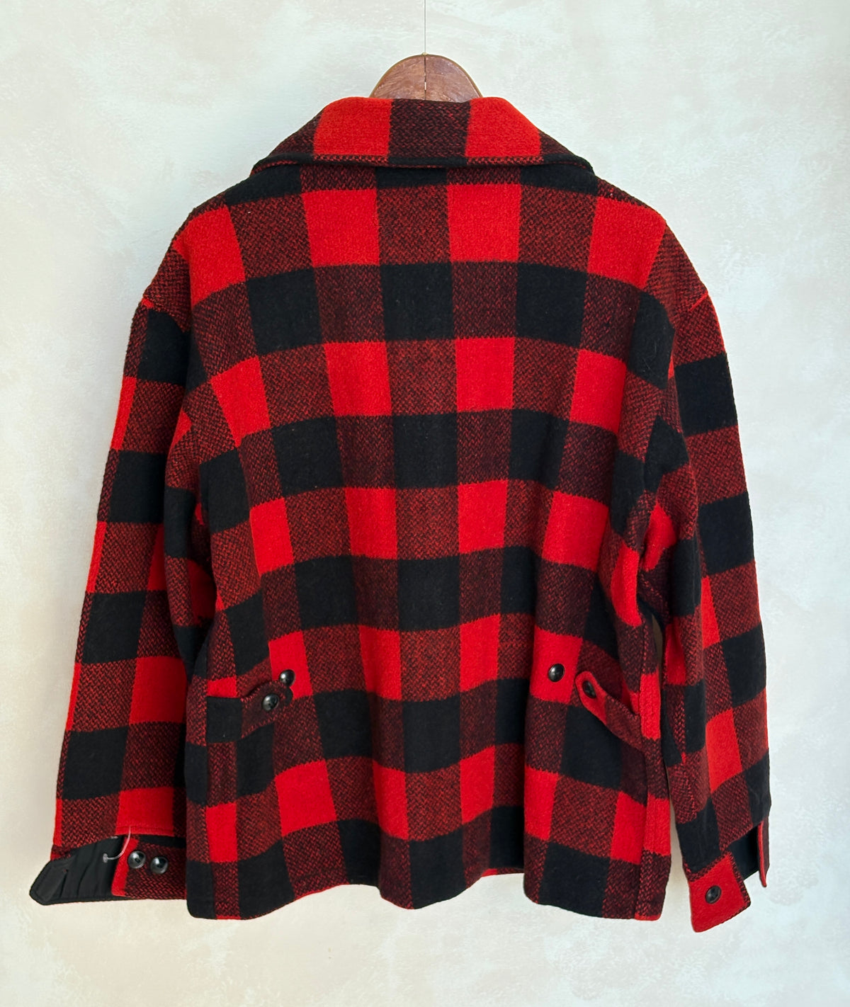 Vintage 1950s Utica N.Y. Wool Jacket Made in USA – Red Black Plaid Zip Workwear.
