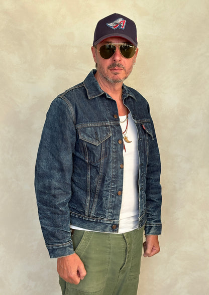 Size 38US / 48EU. Levis 70505 – Vintage Early 70s 2 pocket Levi’s lined Denim Jacket 70505 – Single Stitch, Made in USA-AJ357 Studio
