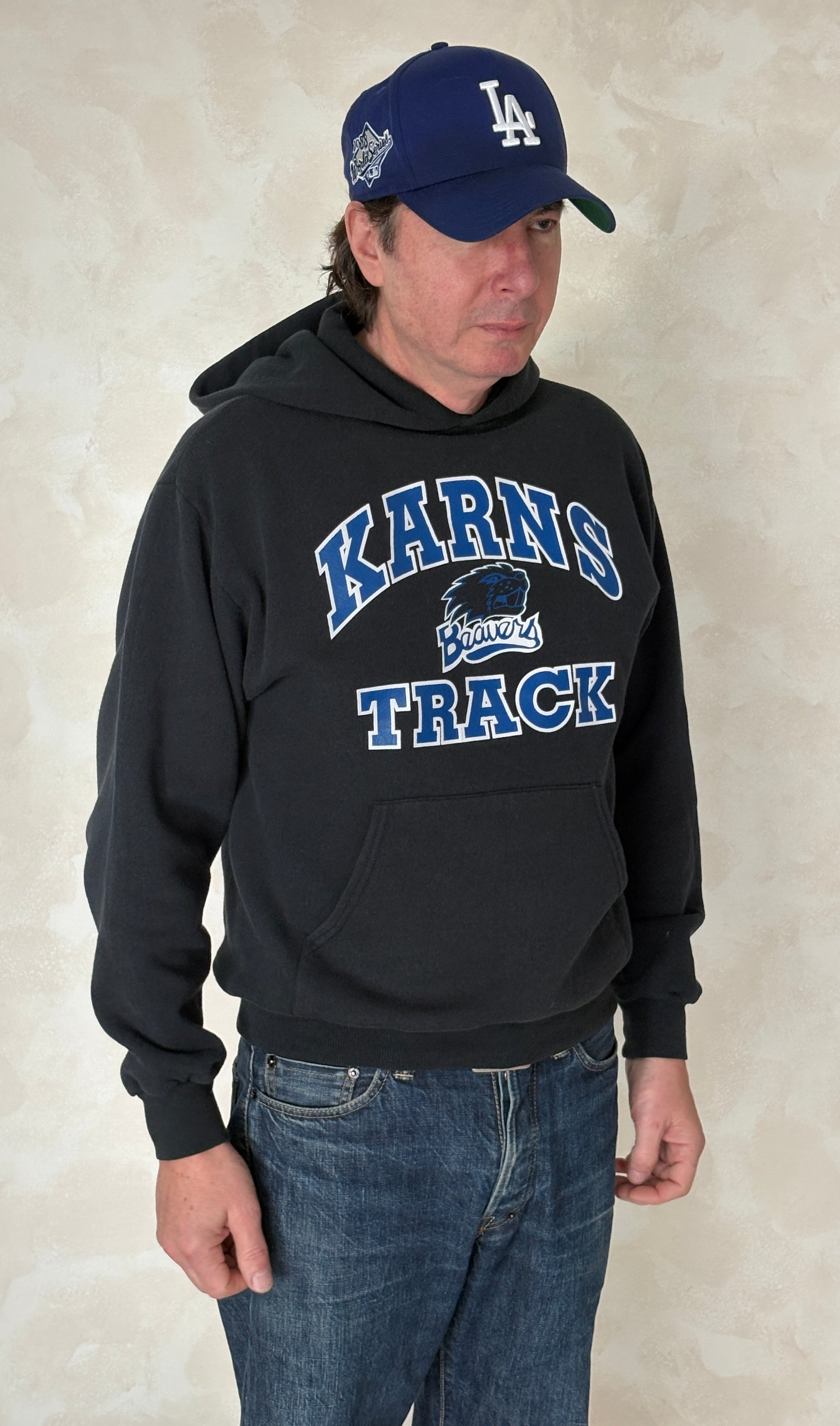 Size M Hooded Karns Track Made By Jerzees - USA Vintage Bcn