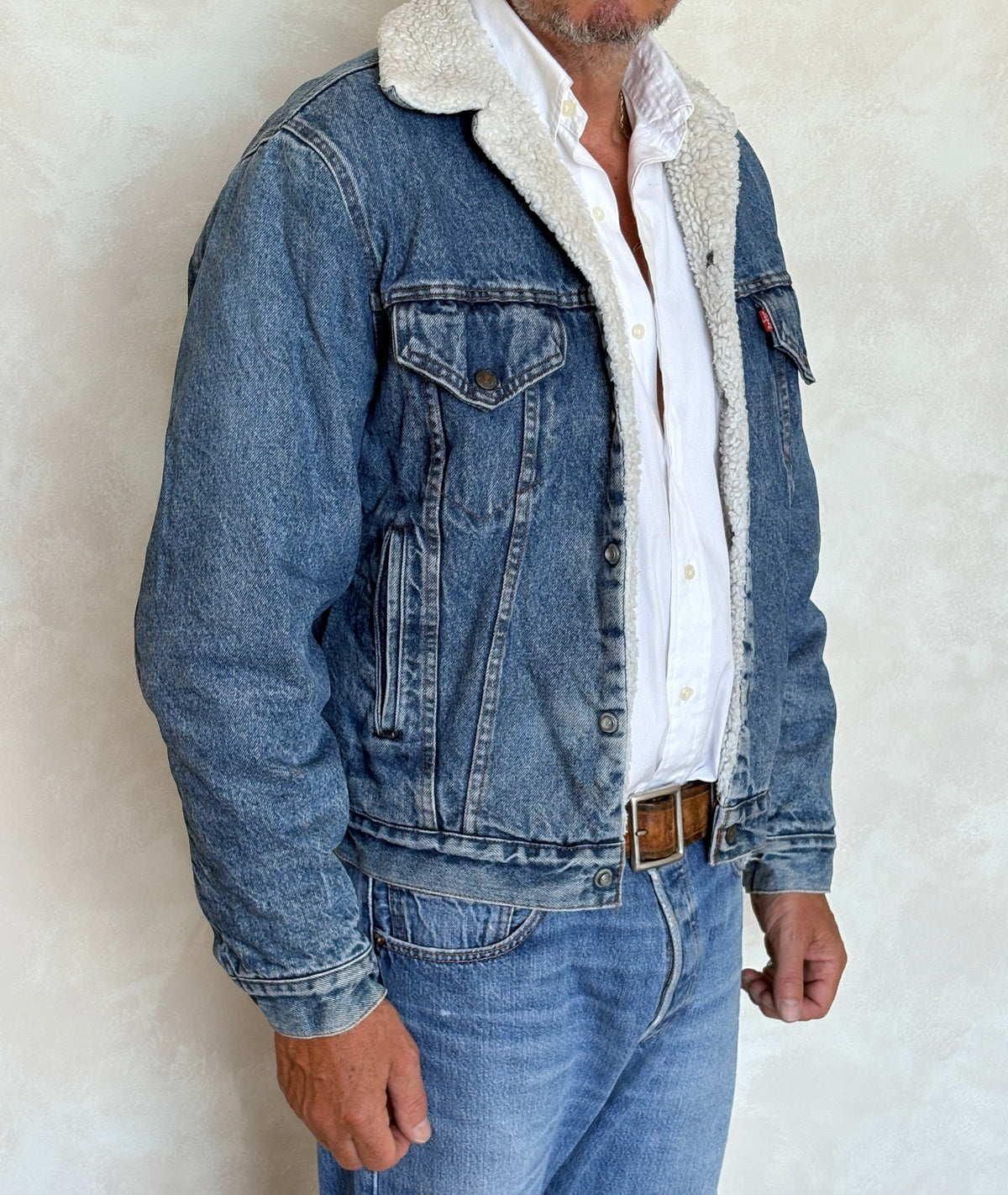 Vintage Levi's San Francisco Sherpa-Lined Denim Trucker Jacket — Made In Usa — Size 38L