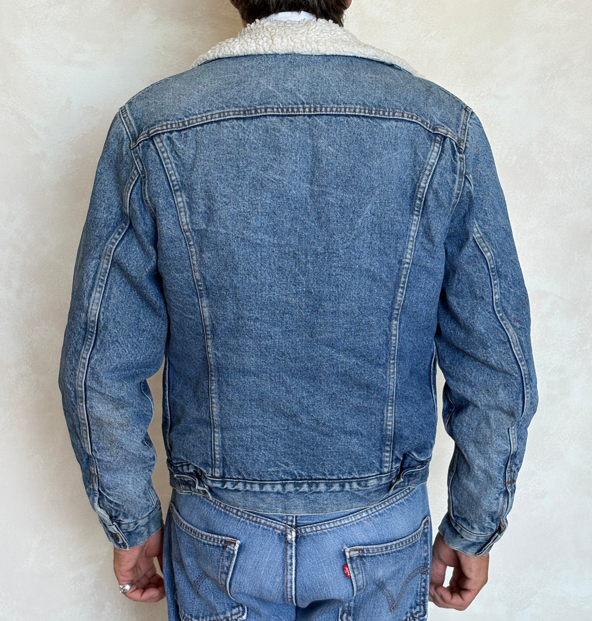 Vintage Levi's San Francisco Sherpa-Lined Denim Trucker Jacket — Made In Usa — Size 38L