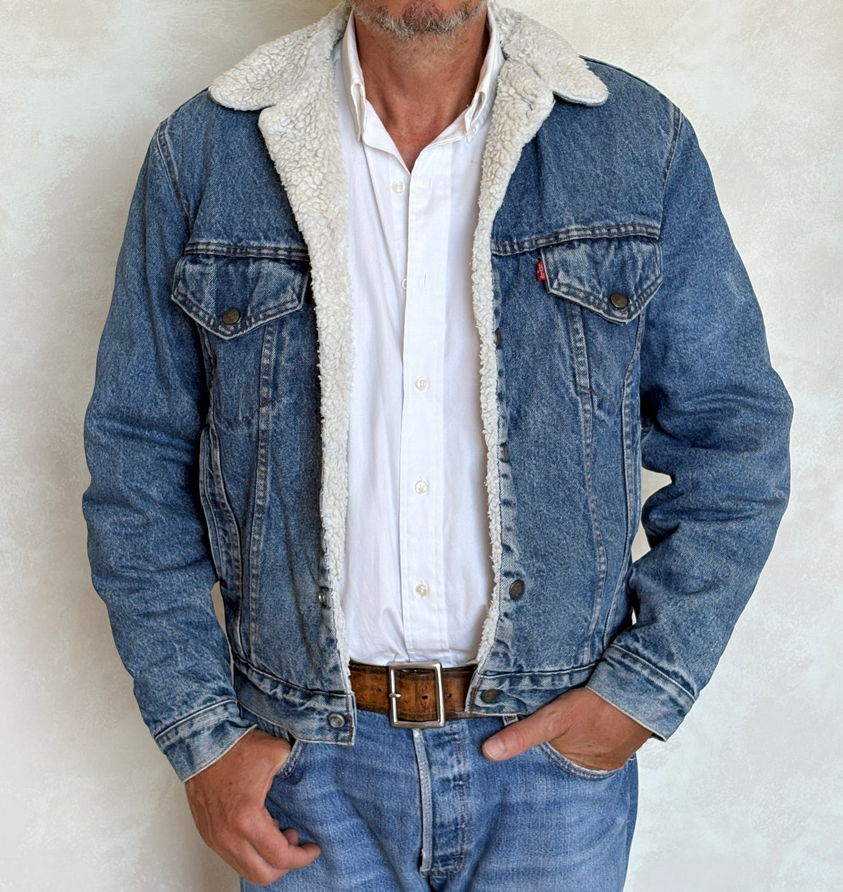 Vintage Levi's San Francisco Sherpa-Lined Denim Trucker Jacket — Made In Usa — Size 38L