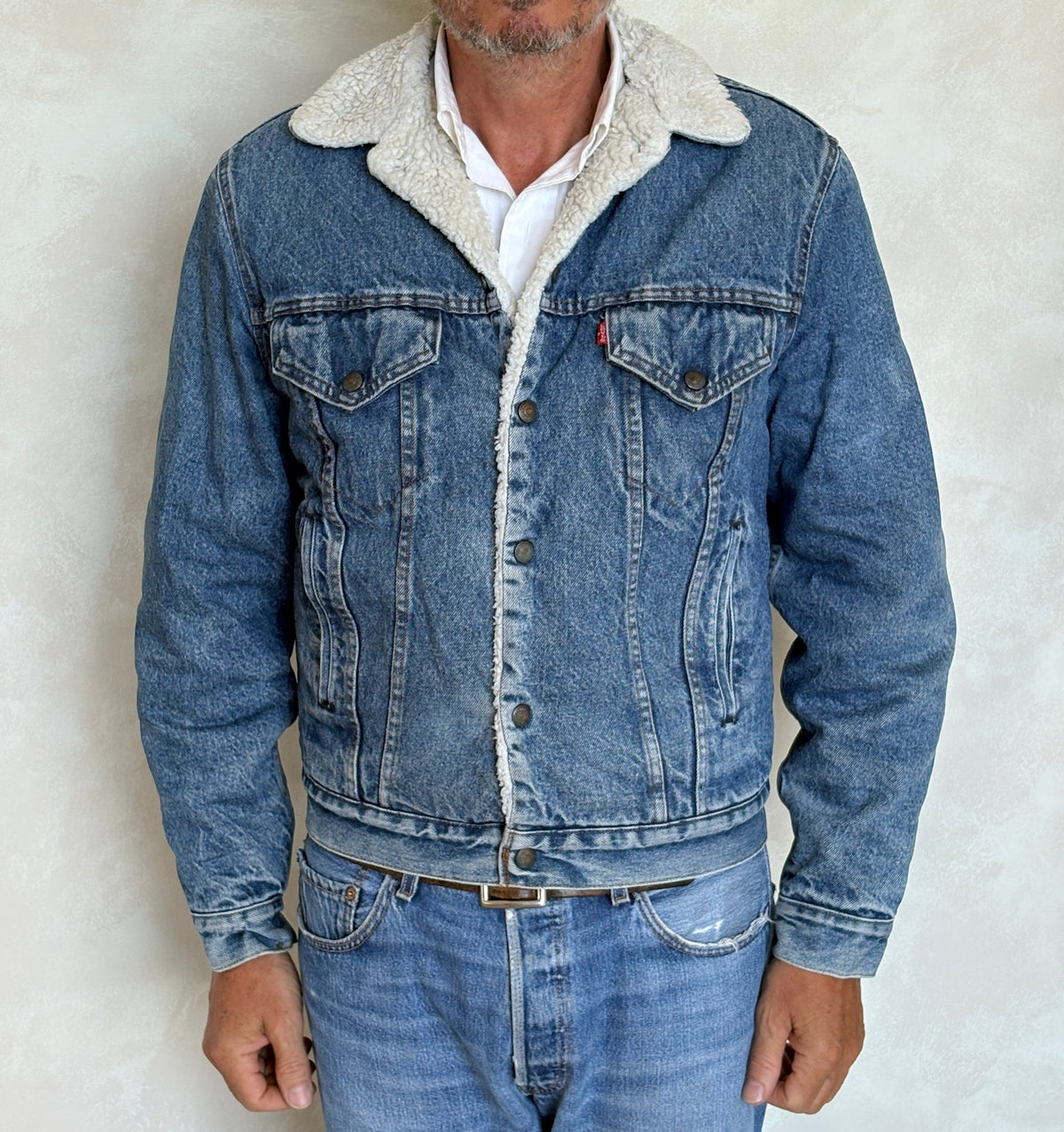 Vintage Levi's San Francisco Sherpa-Lined Denim Trucker Jacket — Made In Usa — Size 38L