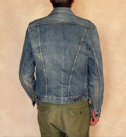 Size 40 Long US. Authentic 70s Wrangler denim jacket -4 pockets- Made in the USA-AJ357 Studio