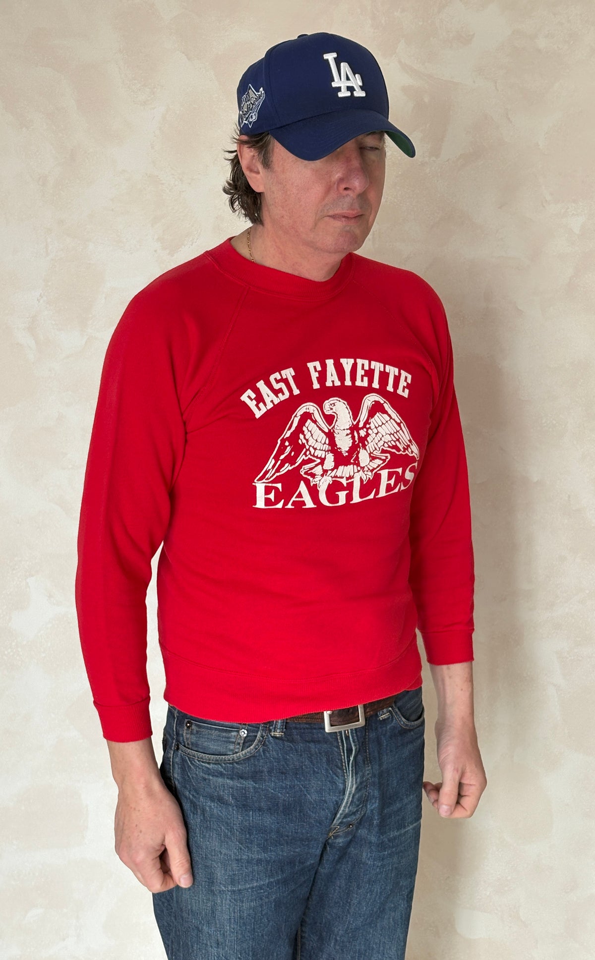 Size S Crew Sweat East Fayette 1980 Made in USA-AJ357 Studio
